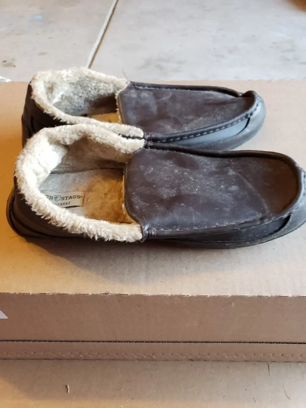 Deer Stag Shoes Size 15 Mens Brown Slip On Leather Casual 21958